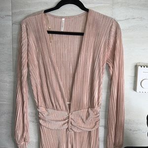 CLOSET CLEAR OUT SALE! Plush pink jumpsuit w/ plunging V-neckline